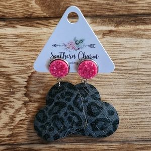 Southern Charm leopard and pink earrings